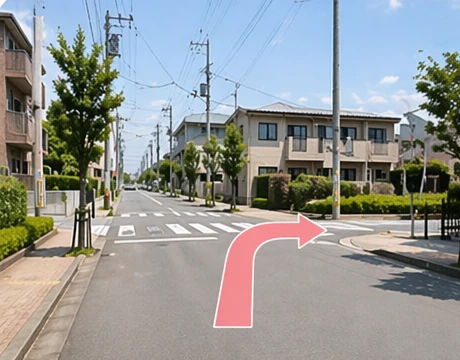 アクセス写真2 交差点を曲がる道順イメージ